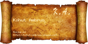 Kohut Ambrus névjegykártya